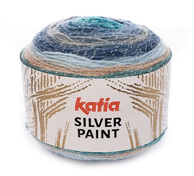 pelote de laine multicolore fil argenté 150g silver paint katia châle